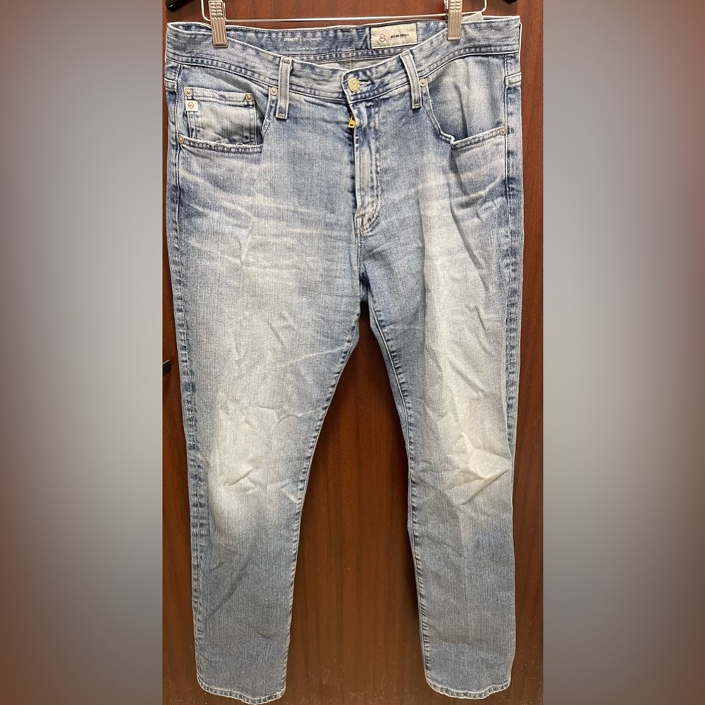 Ag Adriano Goldschmied Men Blue Skinny Jeans Distressed Look, Size 34x33
